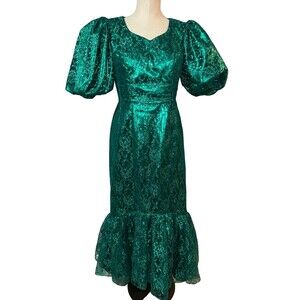 Mike Benet Formals Women’s Green Sparkle Jacquard Tulle Mermaid Dress size 8